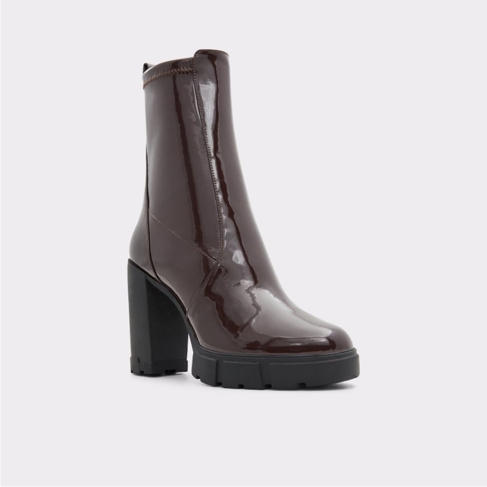 NEW ALDO Llana Women's Platform Heeled Ankle Boots  Chocolate  Brown